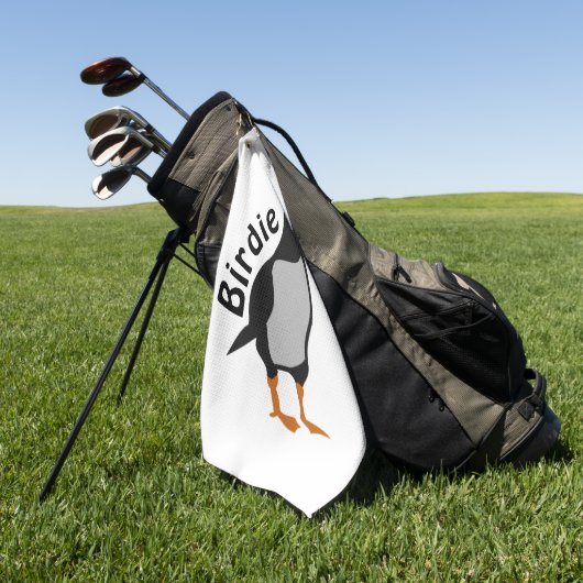 愛らしい角のパフィン立った漫画 ゴルフタオル (グリーン)