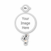 愛らしい角のパフィン立った漫画 シール (正面)