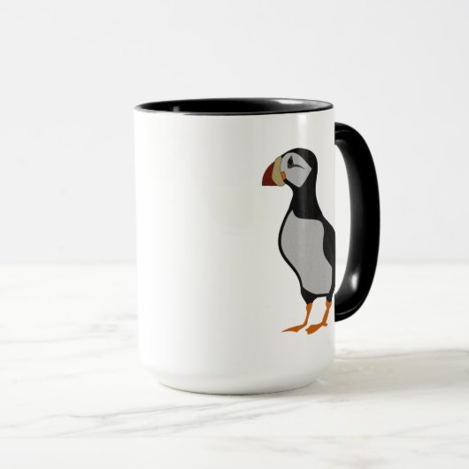 愛らしい角のパフィン立った漫画 マグカップ (正面右)