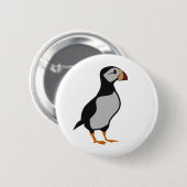 愛らしい角のパフィン立った漫画 缶バッジ (正面&裏面)