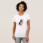 愛らしい角のパフィン立った漫画 Tシャツ (正面フル)