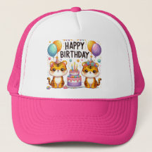 愛らしい誕生日おめでとうキャップベビータイガーピンク
