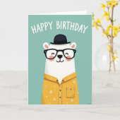 愛らしい誕生日のクマのカード カード (黄色い花)