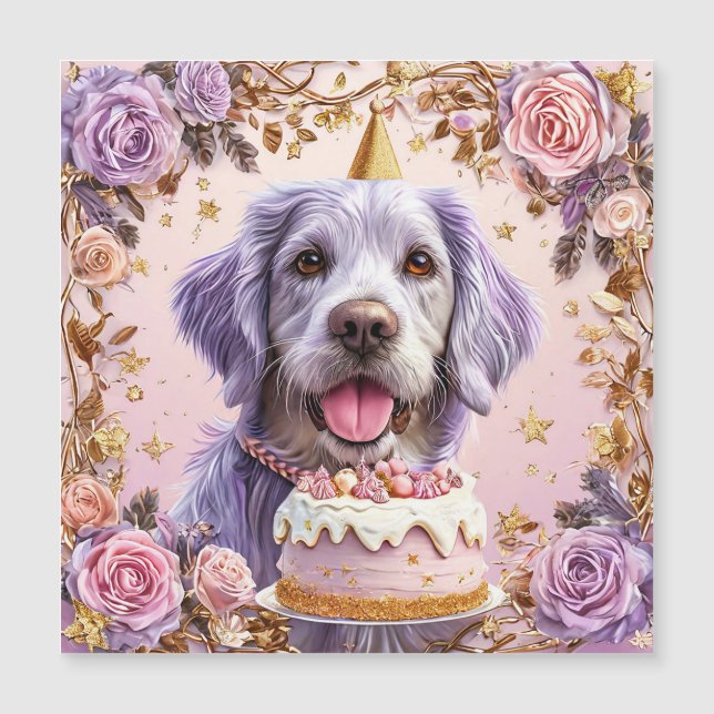 愛らしい誕生日の犬とケーキの祝賀 (正面)