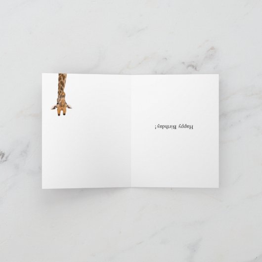 愛らしい誕生日カード1枚 – 上下反転キリン カード (内部)