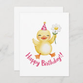 愛らしい誕生日シックデザインとデイジー シーズンカード (正面/裏面)