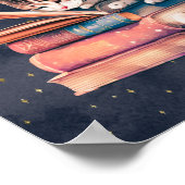 愛らしい読猫・月の本 ポスター (角)