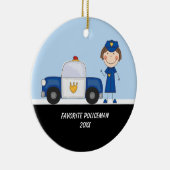 愛らしい警察女性とパトカーオーナメント セラミックオーナメント (右)