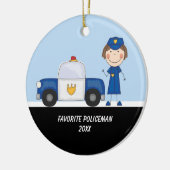 愛らしい警察女性とパトカーオーナメント セラミックオーナメント (左)