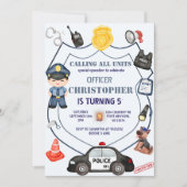 愛らしい警察官の誕生日 招待状 (正面)