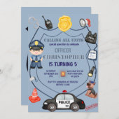 愛らしい警察官の誕生日 招待状 (正面/裏面)