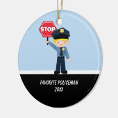 愛らしい警察官ストップサインオーナメント セラミックオーナメント (左)