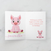 愛らしい豚ピギー誕生日カード カード (内部)