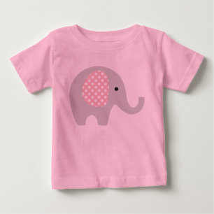 愛らしい象とワンピースチュチュ ベビーTシャツ