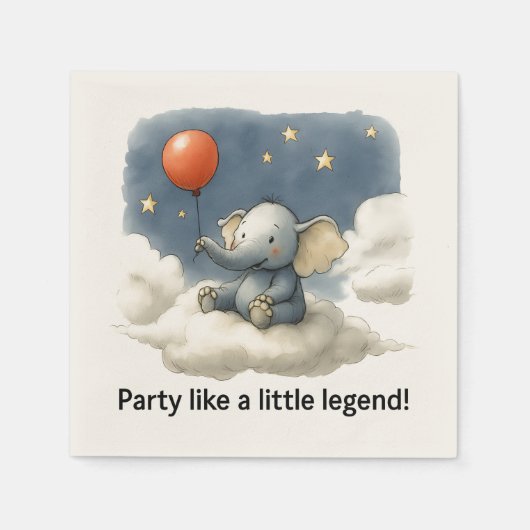 🎈愛らしい象のお祝いナプキン 🐘✨ スタンダードカクテルナプキン (正面)