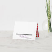 愛らしい象のカスタムの赤い千鳥格子のカード サンキューカード (裏面)