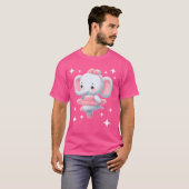 愛らしい象のバレリーナダンスアート Tシャツ (正面フル)