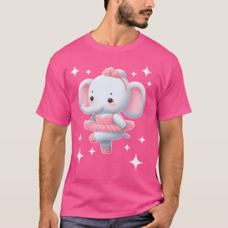 愛らしい象のバレリーナダンスアート Tシャツ