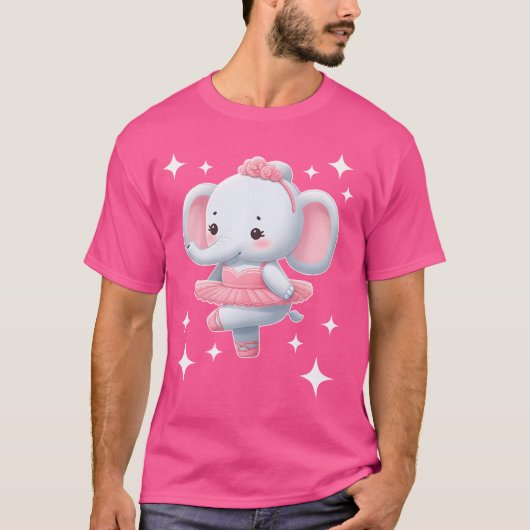 愛らしい象のバレリーナダンスアート Tシャツ (正面)