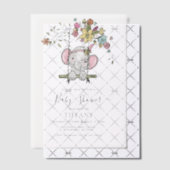 愛らしい象の女の子フローラスイングベビーシャワー ベラム紙招待状 (オフセット (招待状))