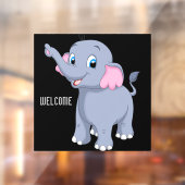 愛らしい象の暖かく招待されたボードイメージ ウィンドウサイン (シート2)