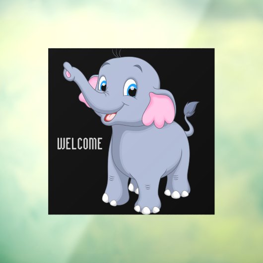 愛らしい象の暖かく招待されたボードイメージ ウィンドウサイン (シート3)