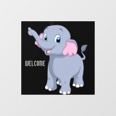 愛らしい象の暖かく招待されたボードイメージ ウィンドウサイン (シート)