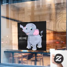 愛らしい象の温かみのあるウェルカムボード画像 ウィンドウサイン