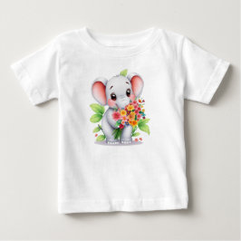 愛らしい象の花束 ベビー＆キッズTシャツ ベビーTシャツ