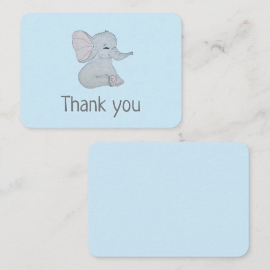 愛らしい象の赤ちゃんシャワーサンキューカード エンクロージャーカード (正面/裏面)