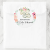 愛らしい象の赤ちゃんシャワー女の子 ラウンドシール (バッグ)