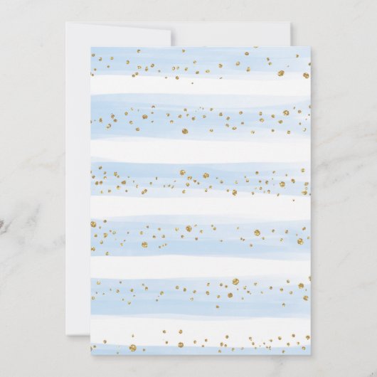 愛らしい象の青い金ゴールド赤ちゃんシャワーbyメール 招待状 (裏面)