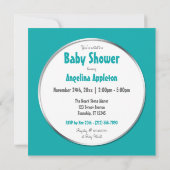 愛らしい象-ティール(緑がかった色)のベビーシャワー招待状 招待状 (裏面)