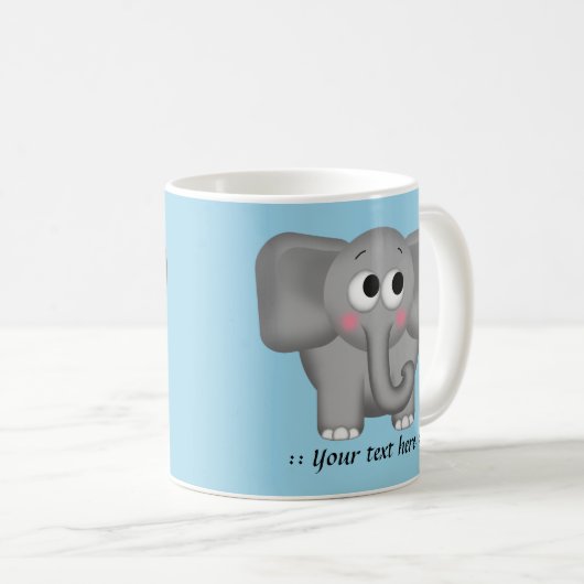 愛らしい象-青くパーソナライズなマグ コーヒーマグカップ (正面右)