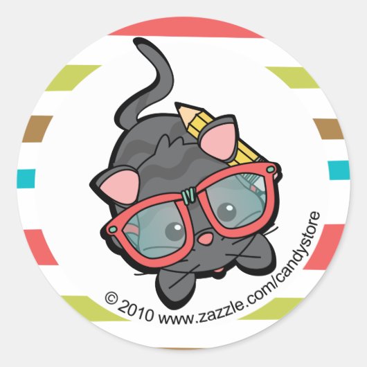 愛らしい賢い子猫 ラウンドシール (正面)
