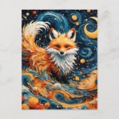 愛らしい赤いキツネの銀河系 ポストカード (正面)