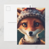愛らしい赤いキツネ ポストカード (正面/裏面)