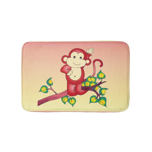 愛らしい赤いサルの動物バスマット バスマット (正面)