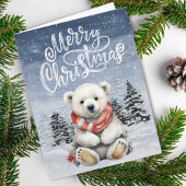 愛らしい赤いスカーフ極熊クリスマスカード カード