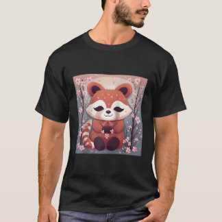 愛らしい赤いパンダ海のさくらんぼ花ズバセブ Tシャツ
