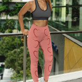 愛らしい赤い愛のハートパターン レギンス