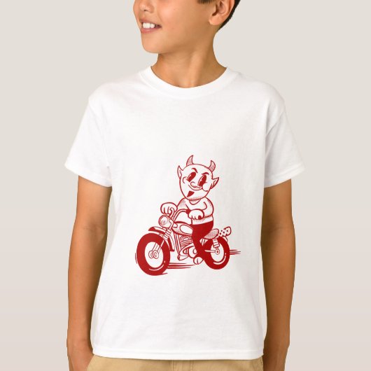 愛らしい赤い自転車のライダーの漫画の画像 Tシャツ (正面)