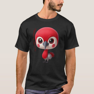 愛らしい赤い鳥のキャラクター家族 Tシャツ