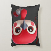 愛らしい赤い鳥キャラクター アクセントクッション (正面(垂直))