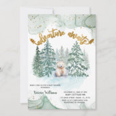 愛らしい赤ちゃんの誕生を祝う ポーラベアの冒険が待っているベイビーシャワー 招待状 (正面)