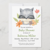 愛らしい赤ちゃんアライグマのベビーシャワー 招待状 (正面)