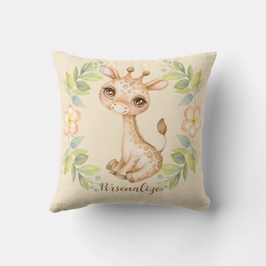 愛らしい赤ちゃんキリン　かわいいジャングルの動物 クッション (裏面)