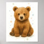 愛らしい赤ちゃんクマの水彩画 ポスター (正面)