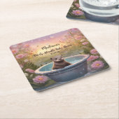 愛らしい赤ちゃんシャワー スクエアペーパーコースター (アングル)