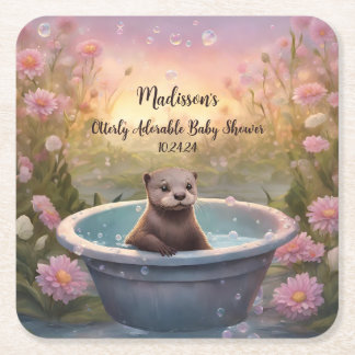 愛らしい赤ちゃんシャワー スクエアペーパーコースター